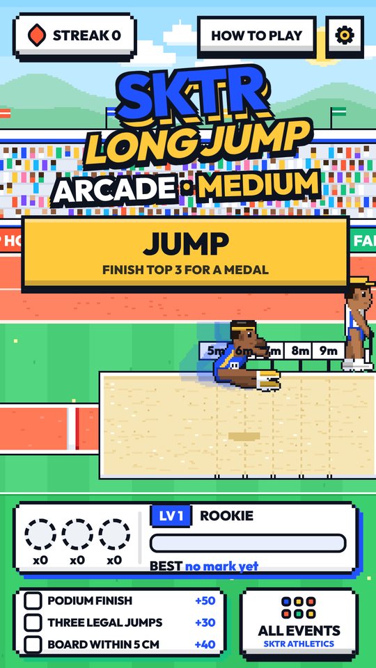 The long jump start screen